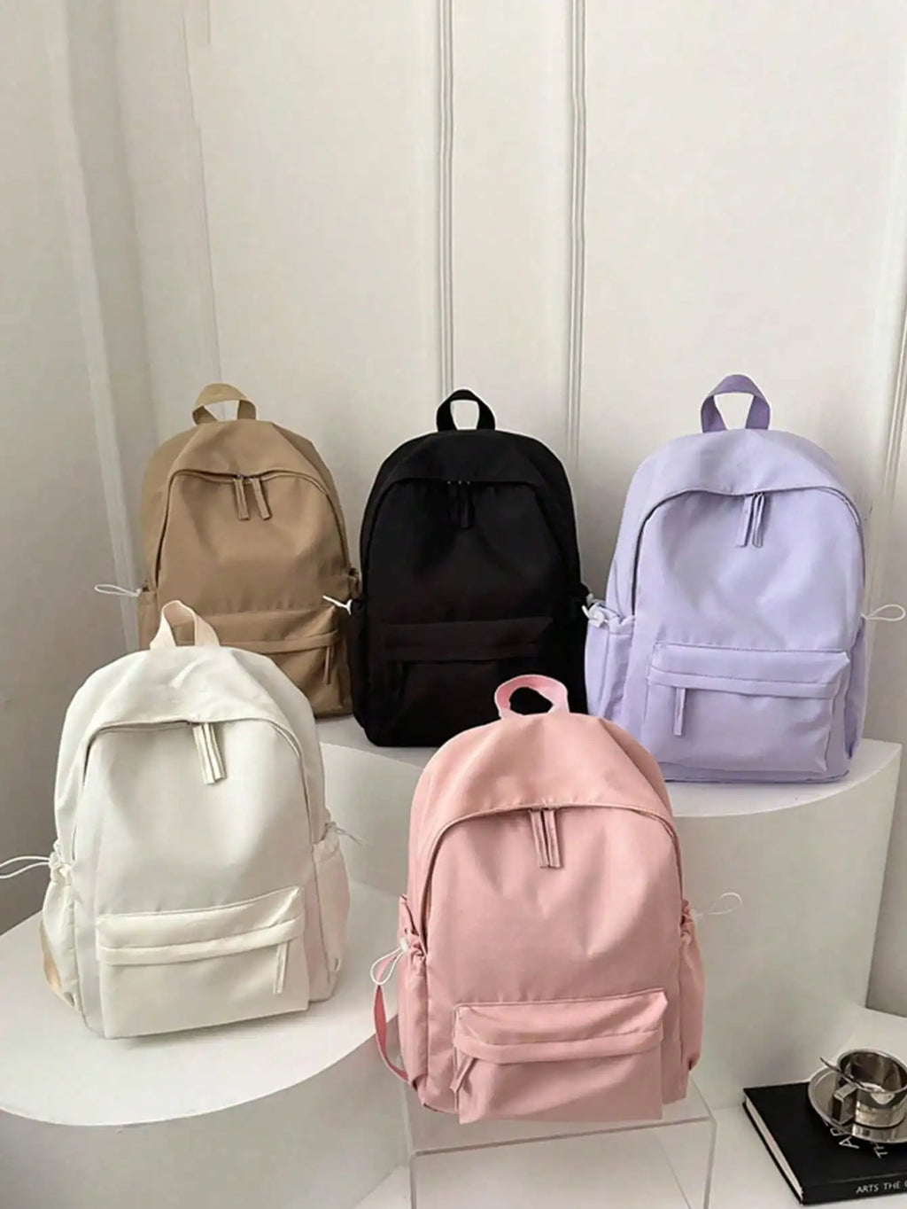 Fashion Casual Solid Color Student Backpack Foldable Multi Compartment Large Capacity Backpack Suitable for Daily Campus Life